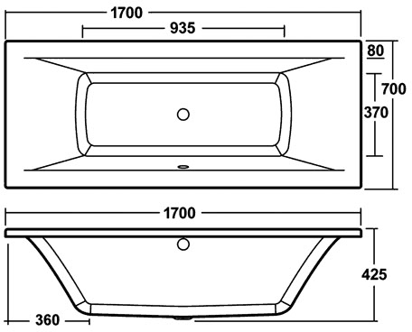 Asselby Double Ended Acrylic Bath. 1700x700mm. additional image