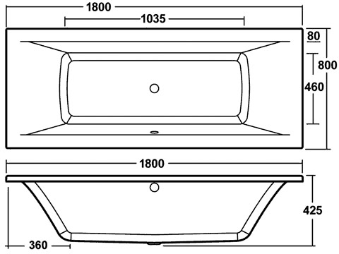 Asselby Double Ended Acrylic Bath & Panels. 1800x800mm. additional image