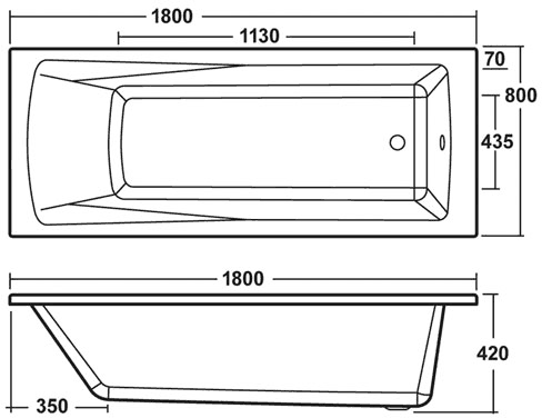 Linton Single Ended Acrylic Bath. 1800x800mm. additional image