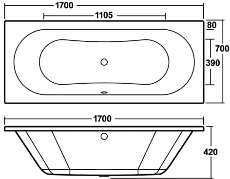 Otley Double Ended Acrylic Bath. 1700x700mm. additional image