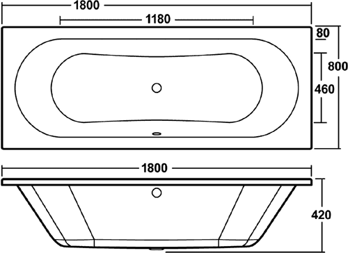 Otley Double Ended Acrylic Bath. 1800x800mm. additional image