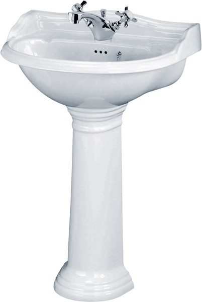 Ryther 600mm Basin & Pedestal (1 Tap Hole). additional image