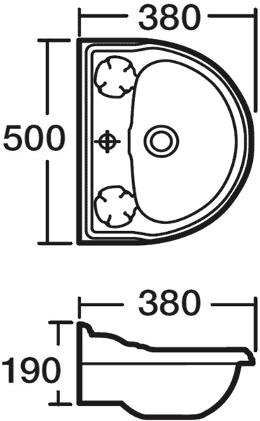 Ryther Cloakroom Basin (1 Tap Hole). additional image