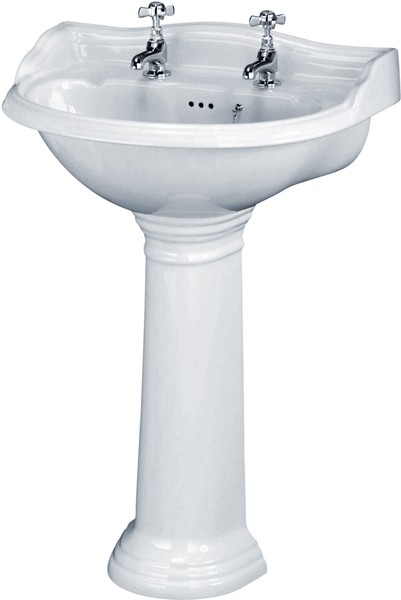 Ryther 600mm Basin & Pedestal (2 Tap Holes). additional image