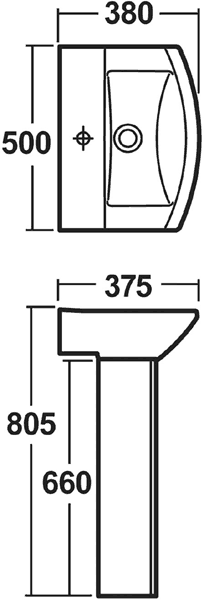 Asselby 500mm Basin & Pedestal (1 Tap Hole). additional image