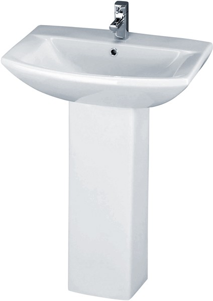 Asselby 600mm Basin & Pedestal (1 Tap Hole). additional image