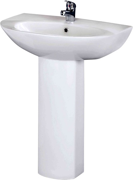 Knedlington 600mm Basin & Pedestal (1 Tap Hole). additional image