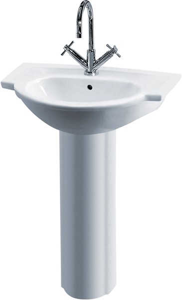 Linton 600mm Basin & Pedestal (1 Tap Hole). additional image