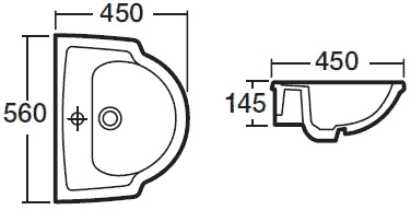 Linton Semi Recessed Basin (1 Tap Hole). additional image