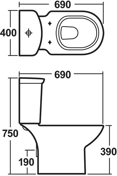 Otley Toilet With Push Flush Cistern & Soft Close Seat. additional image