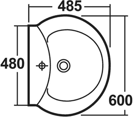 Otley 600mm Wall Hung Basin & Semi Pedestal (1 Tap Hole). additional image