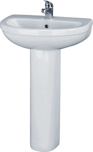 Ivo 550mm Basin & Pedestal (1 Tap Hole). additional image