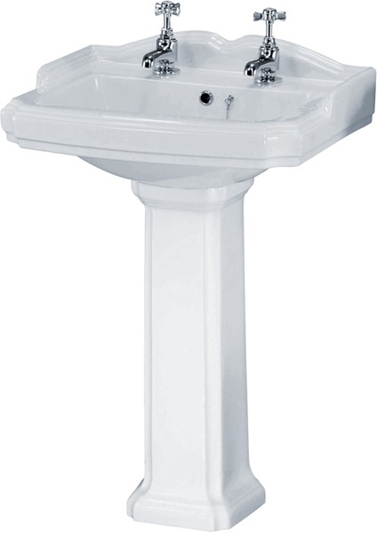 Legend 580mm Basin & Pedestal (2 Tap Holes). additional image