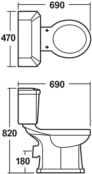 Carlton Traditional Toilet With Cistern & Seat. additional image