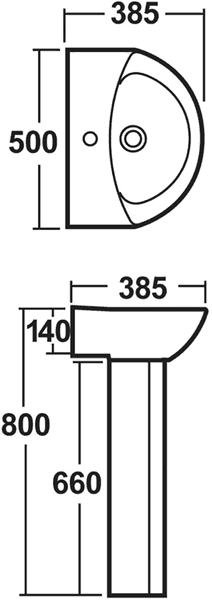 Knedlington 4 Piece Suite, Toilet, Seat & 500mm Basin. additional image