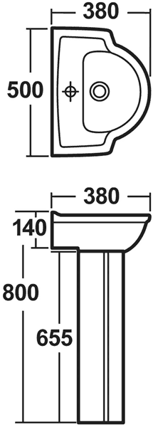 Linton 4 Piece Bathroom Suite With Toilet, Seat & 500mm Basin. additional image