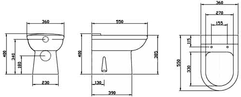 Linton Suite With Back To Wall Pan, Seat, Recessed Basin. additional image