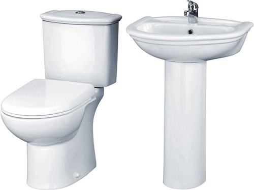 Barmby 4 Piece Bathroom Suite With Toilet, Seat & 600mm Basin. additional image