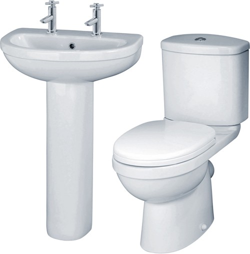 Ivo 4 Piece Bathroom Suite With 550mm Basin (2 Tap Holes). additional image