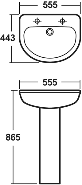 Ivo 4 Piece Bathroom Suite With 550mm Basin (2 Tap Holes). additional image