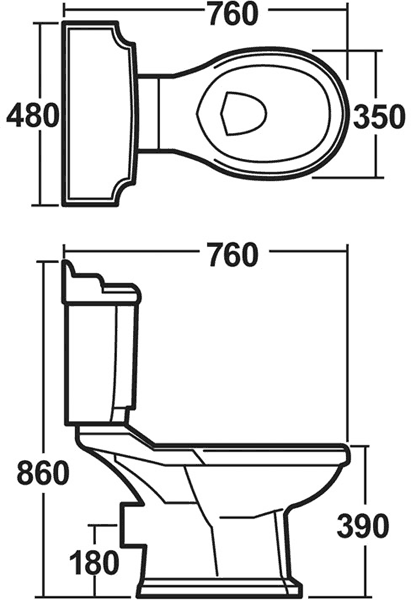 Legend 4 Piece Bathroom Suite, 580mm Basin (2 Tap Holes). additional image