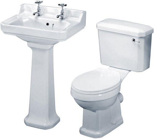 Carlton 4 Piece Bathroom Suite, 560mm Basin (2 Tap Holes). additional image