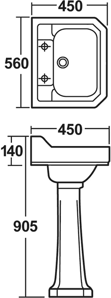 Carlton 4 Piece Bathroom Suite, 560mm Basin (2 Tap Holes). additional image