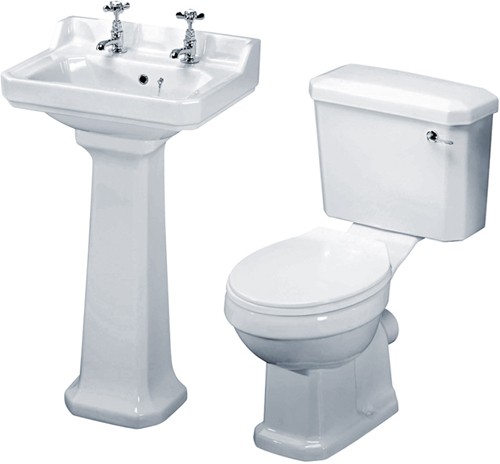 Carlton 4 Piece Bathroom Suite, 500mm Basin (2 Tap Holes). additional image