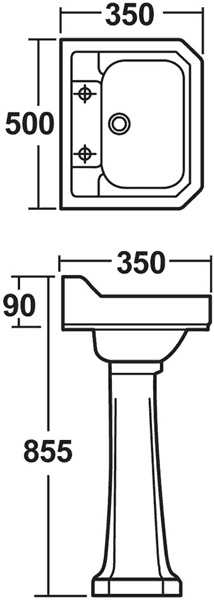 Carlton 4 Piece Bathroom Suite, 500mm Basin (2 Tap Holes). additional image