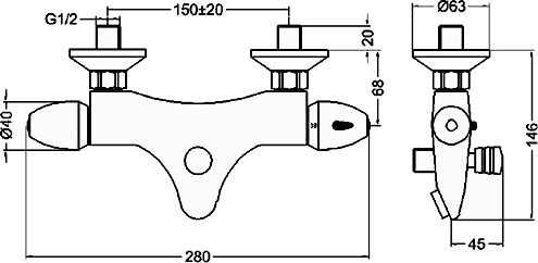 Wall Mounted Thermostatic Bath Shower Mixer Tap. additional image