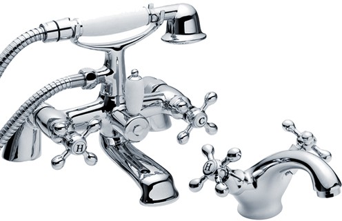 Basin & Bath Shower Mixer Tap Set (Chrome). additional image
