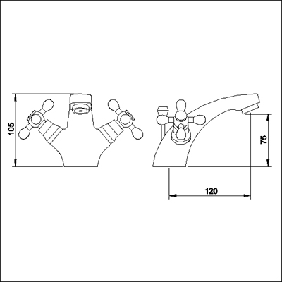 Basin & Bath Shower Mixer Tap Set (Chrome). additional image