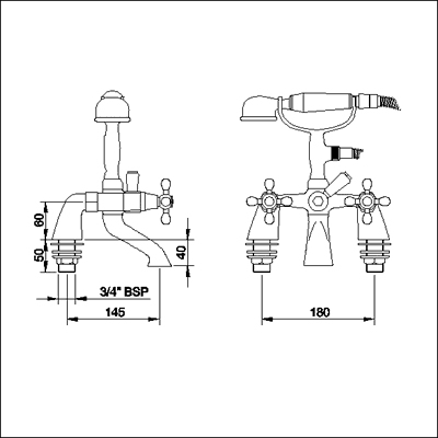 Basin & Bath Shower Mixer Tap Set (Chrome). additional image