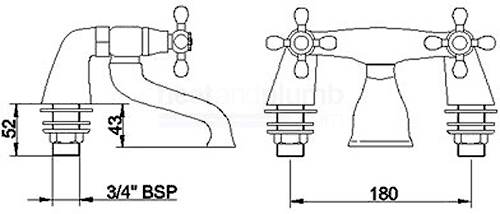 Basin & Bath Filler Tap Set (Chrome). additional image