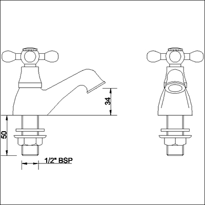 Basin & Bath Taps Set (Chrome). additional image