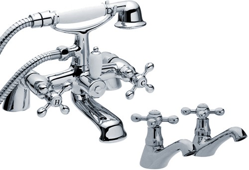 Basin Taps & Bath Shower Mixer Tap Set (Chrome). additional image