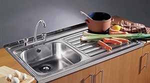 Sit On Kitchen Sink & Waste. 1000x600mm (Roll Front, 2 Tap Hole). additional image