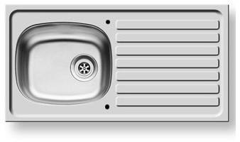 Kitchen Sink & Waste. 940x490mm (Reversible, 1 Tap Hole). additional image