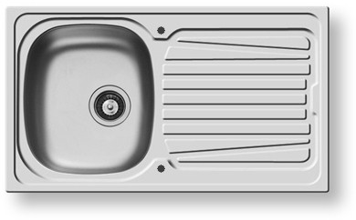 Sparta Kitchen Sink & Waste. 860x500mm (Reversible, 1 Tap Hole). additional image