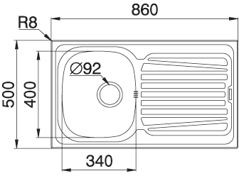 Sparta Kitchen Sink & Waste. 860x500mm (Reversible, 1 Tap Hole). additional image