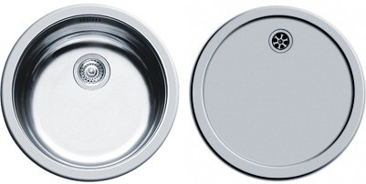Round Kitchen Sink & Drainer With Wastes. 450mm Diameter. additional image