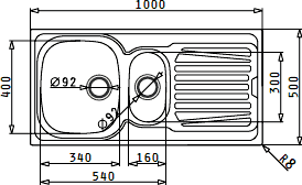 Sparta Kitchen Sink, Tap & Waste. 1000x500mm (1.5 Bowl). additional image