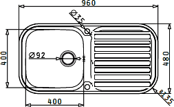 Kitchen Sink, Tap & Waste. 960x480mm (Reversible, Deep Bowl). additional image