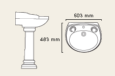 2 Tap Hole Cloakroom Basin and Pedestal. additional image