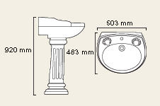 2 Tap Hole Cloakroom Basin and Pedestal. additional image