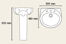 1 Tap Hole Basin and Pedestal. additional image