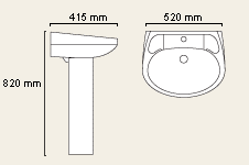 2 Tap Hole Cloakroom Basin and Pedestal. additional image