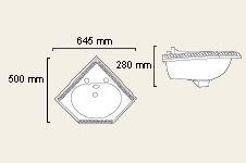 Ravel 2 Tap Hole Corner Basin. additional image