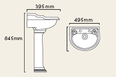 Finesse 2 Tap Hole Cloakroom Basin and Pedestal. additional image