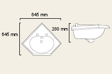 Finesse 2 Tap Hole Corner Basin. additional image